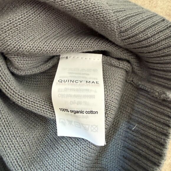 Quincy Mae gray pointelle knit cardigan sweater NEW Kids 2/3 puff sleeve organic - Picture 7 of 8